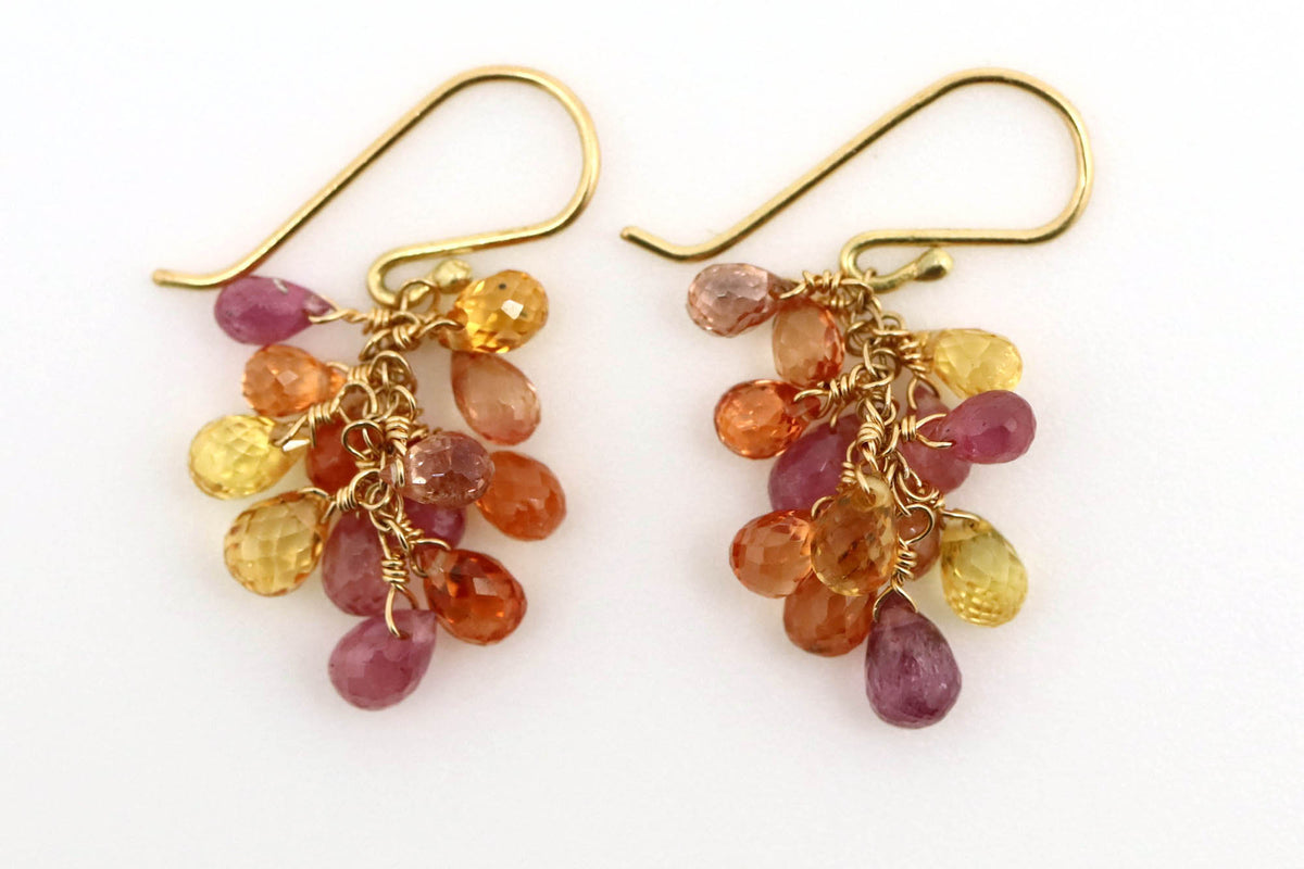 Earrings - Gold, Pink, Orange and Yellow Sapphires