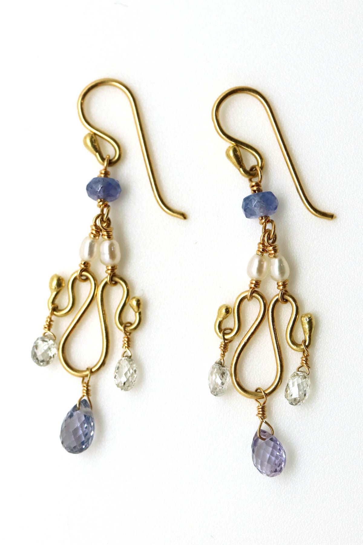 Earrings - Diamond, Pearl Tanzanite