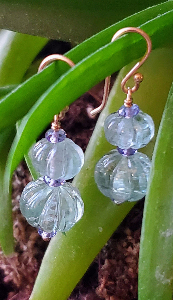 Earrings - Aquamarine, Tanzanite