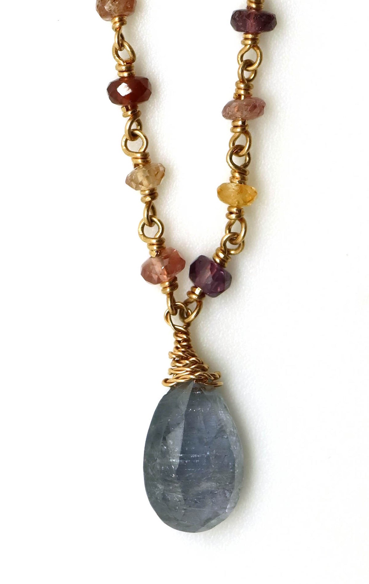 Necklace - Blue/Grey Sapphire Briolette, Intense Fancy Sapphires