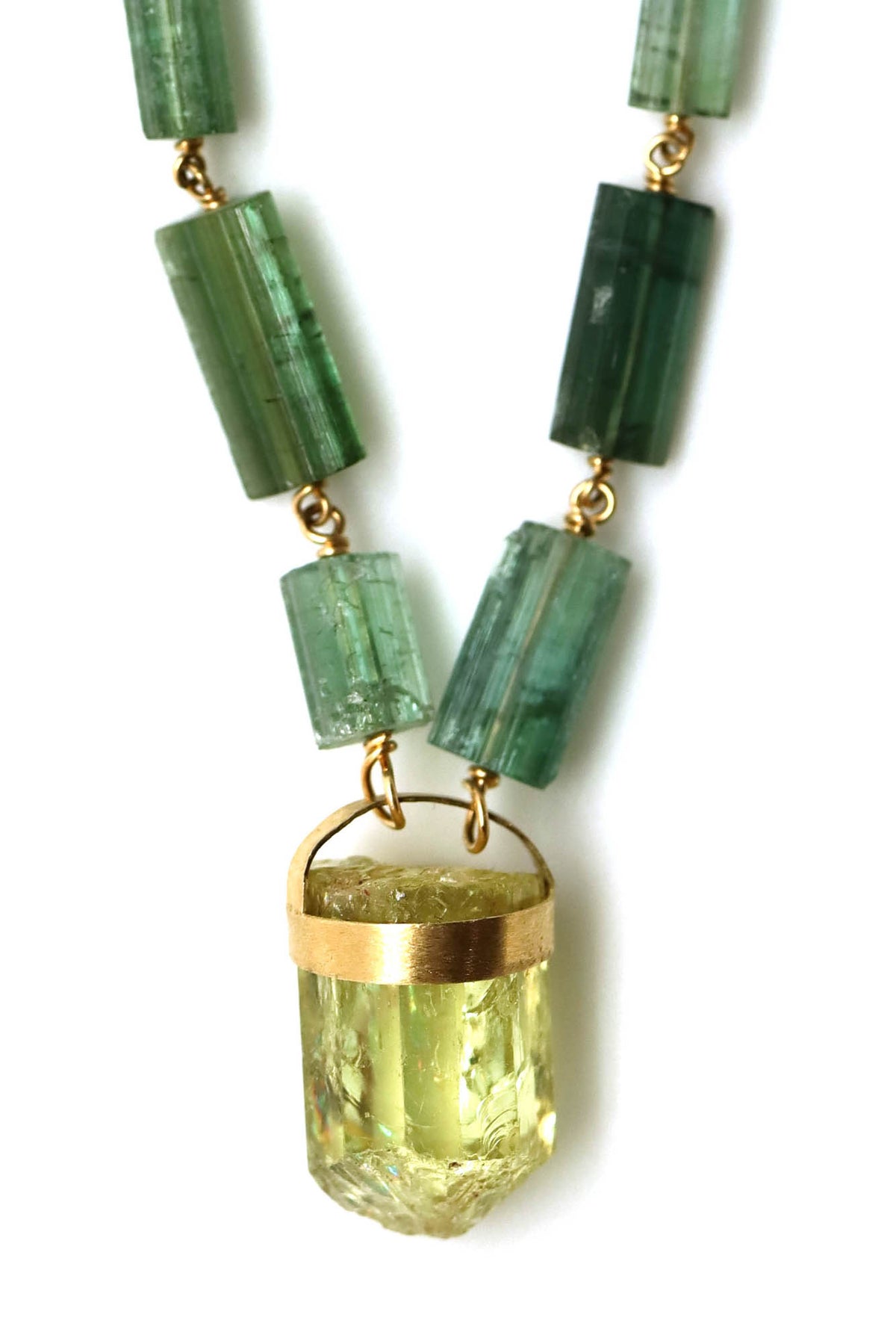 Necklace - Green Tourmaline, Yellow Apatite