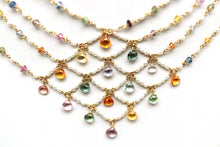 Load image into Gallery viewer, Necklace - Fancy Sapphire, Pearl Bib