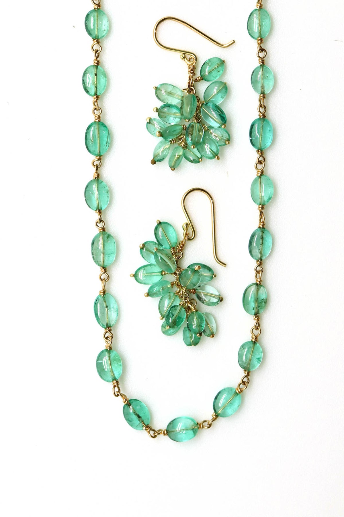 Necklace & Earring Set - Emerald Ovals