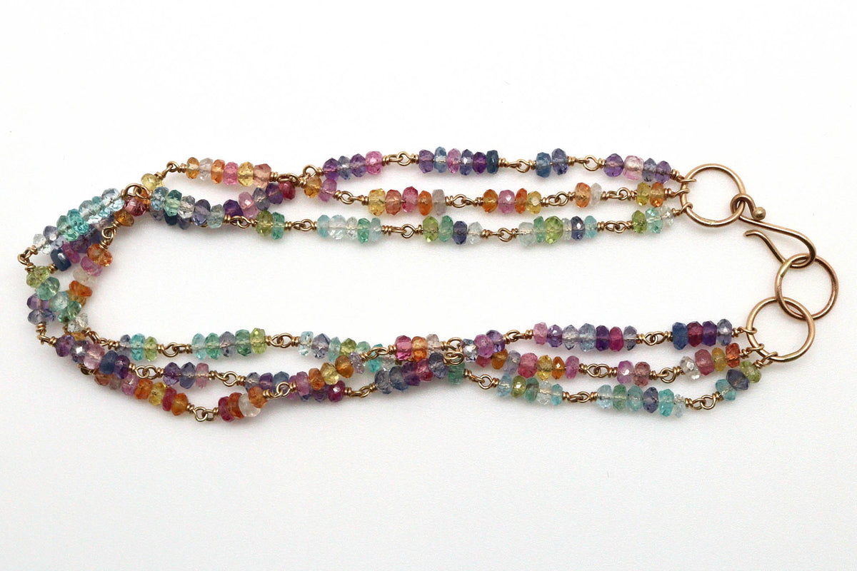 Bracelet - 14k gold, Mixed gemstones