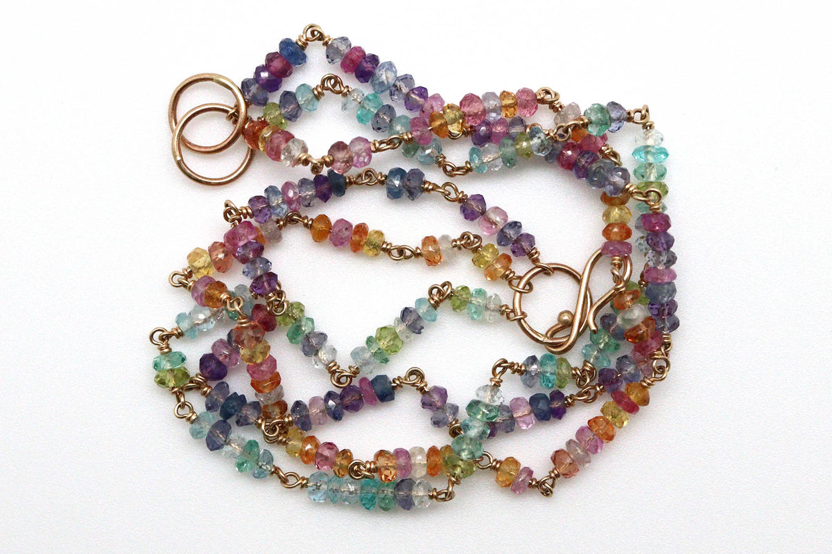 Bracelet - 14k gold, Mixed gemstones