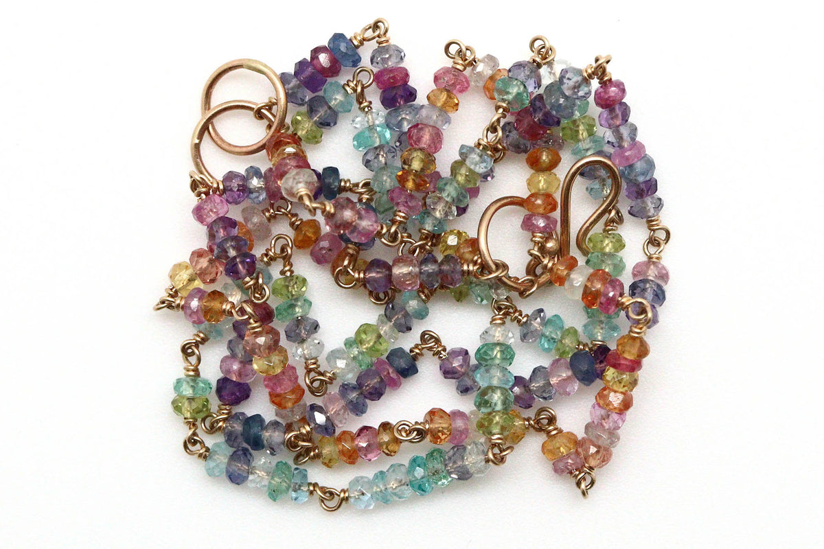 Bracelet - 14k gold, Mixed gemstones