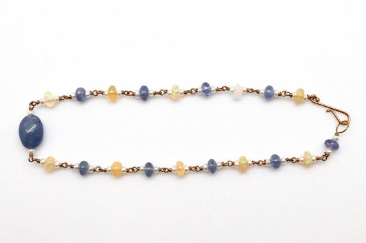 Bracelet - 14k rose gold, Tanzanite, Opal, Seed Pearl