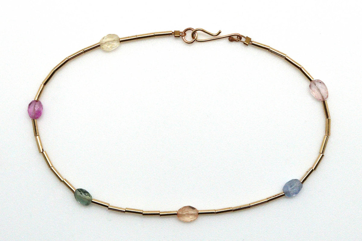 Bracelet - 14k gold, fancy Sapphire