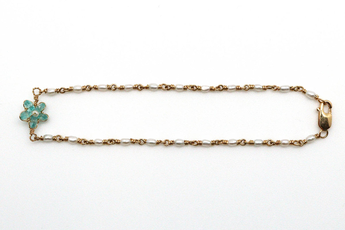 Bracelet - 18k gold, Apatite, Seed Pearl