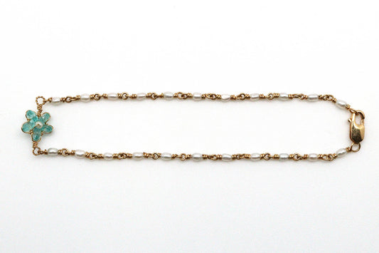 Bracelet - 18k gold, Apatite, Seed Pearl