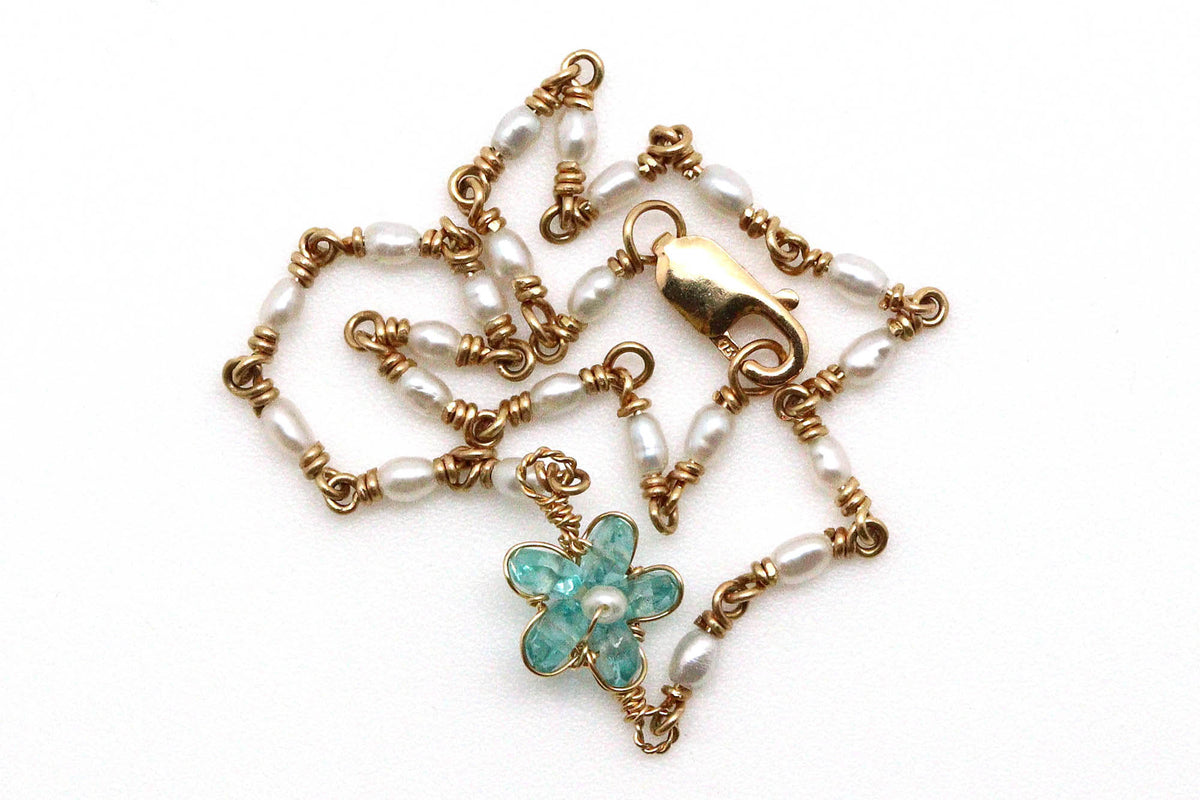 Bracelet - 18k gold, Apatite, Seed Pearl