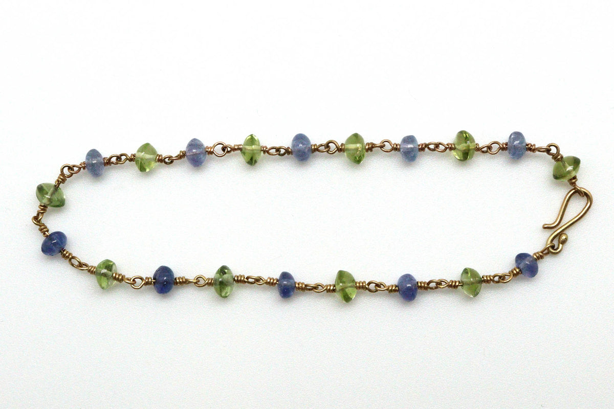 Bracelet - 18k gold, Tanzanite, Peridot