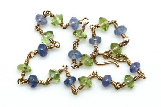 Bracelet - 18k gold, Tanzanite, Peridot
