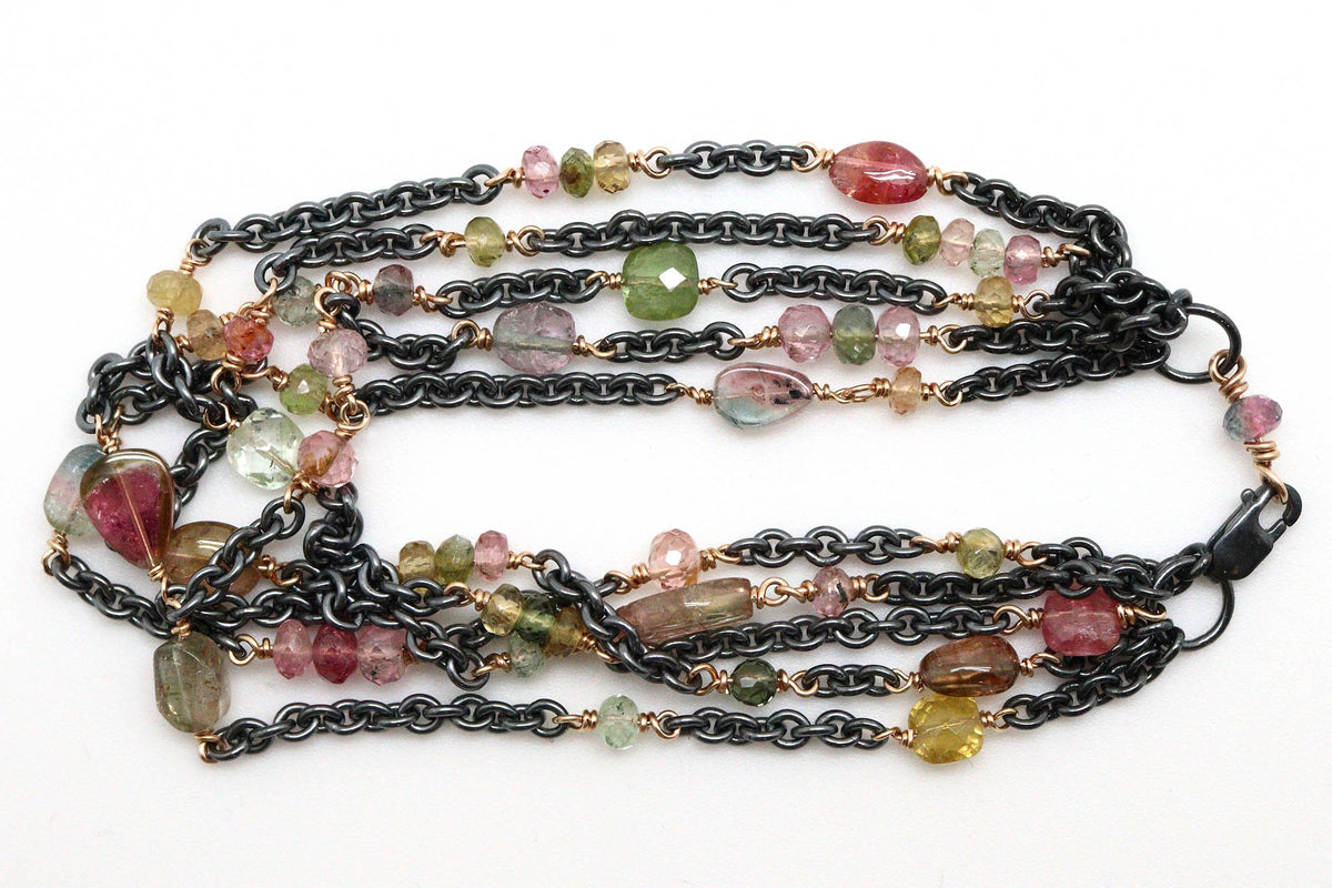 Bracelet - Sterling Silver, gold fill, Tourmaline