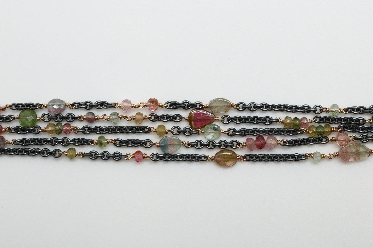 Bracelet - Sterling Silver, gold fill, Tourmaline