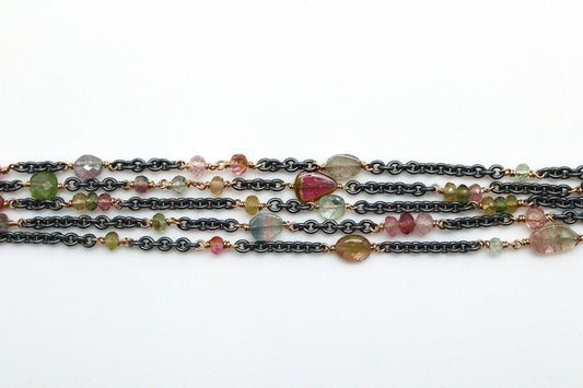 Bracelet - Sterling Silver, gold fill, Tourmaline