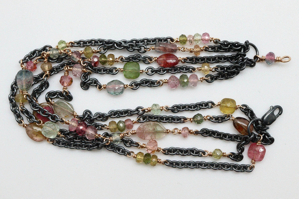 Bracelet - Sterling Silver, gold fill, Tourmaline