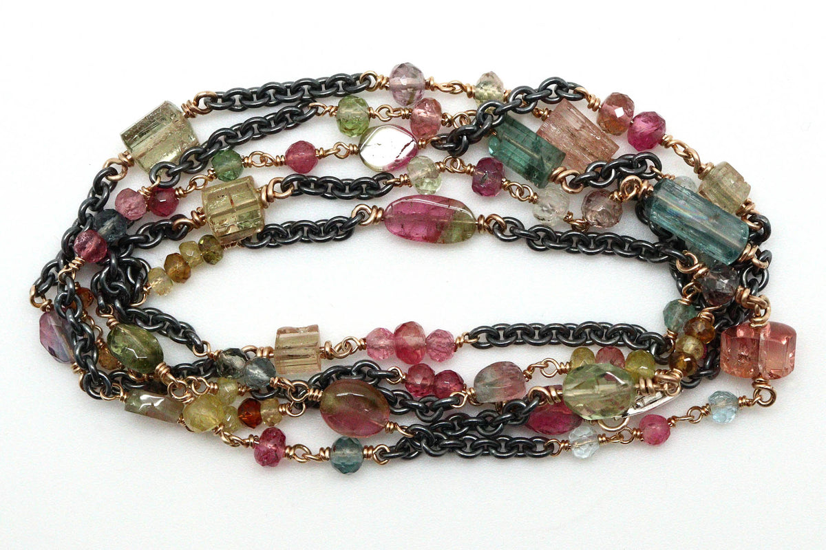 Bracelet - Sterling silver, gold fill, Tourmaline
