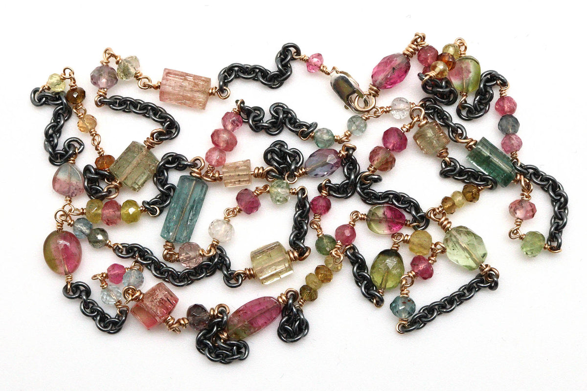 Bracelet - Sterling silver, gold fill, Tourmaline