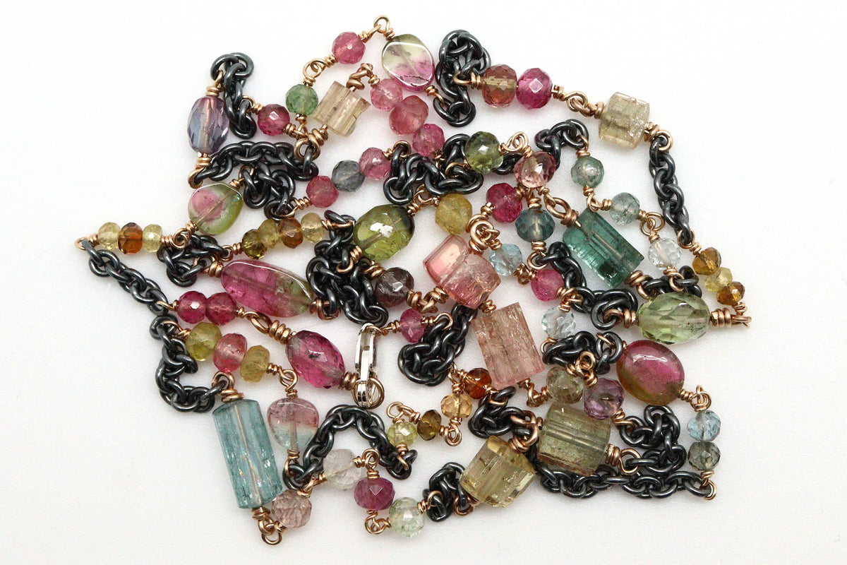 Bracelet - Sterling silver, gold fill, Tourmaline