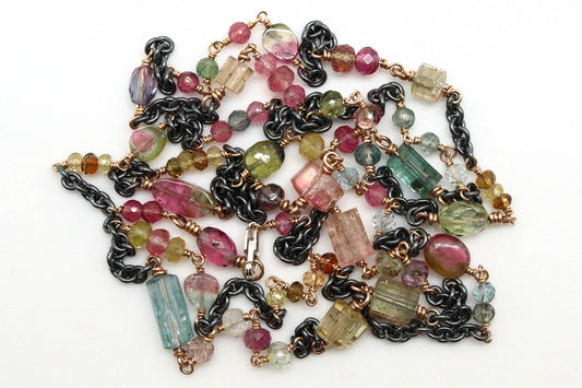 Bracelet - Sterling silver, gold fill, Tourmaline