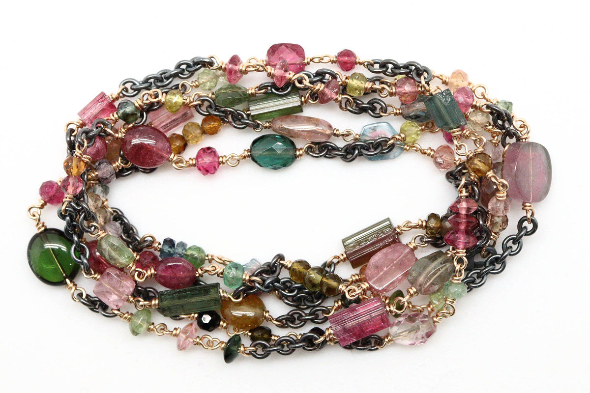 Bracelet - Sterling silver, gold fill, Tourmaline