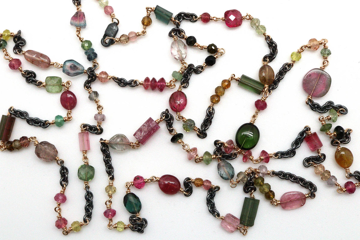 Bracelet - Sterling silver, gold fill, Tourmaline