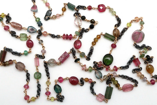 Bracelet - Sterling silver, gold fill, Tourmaline