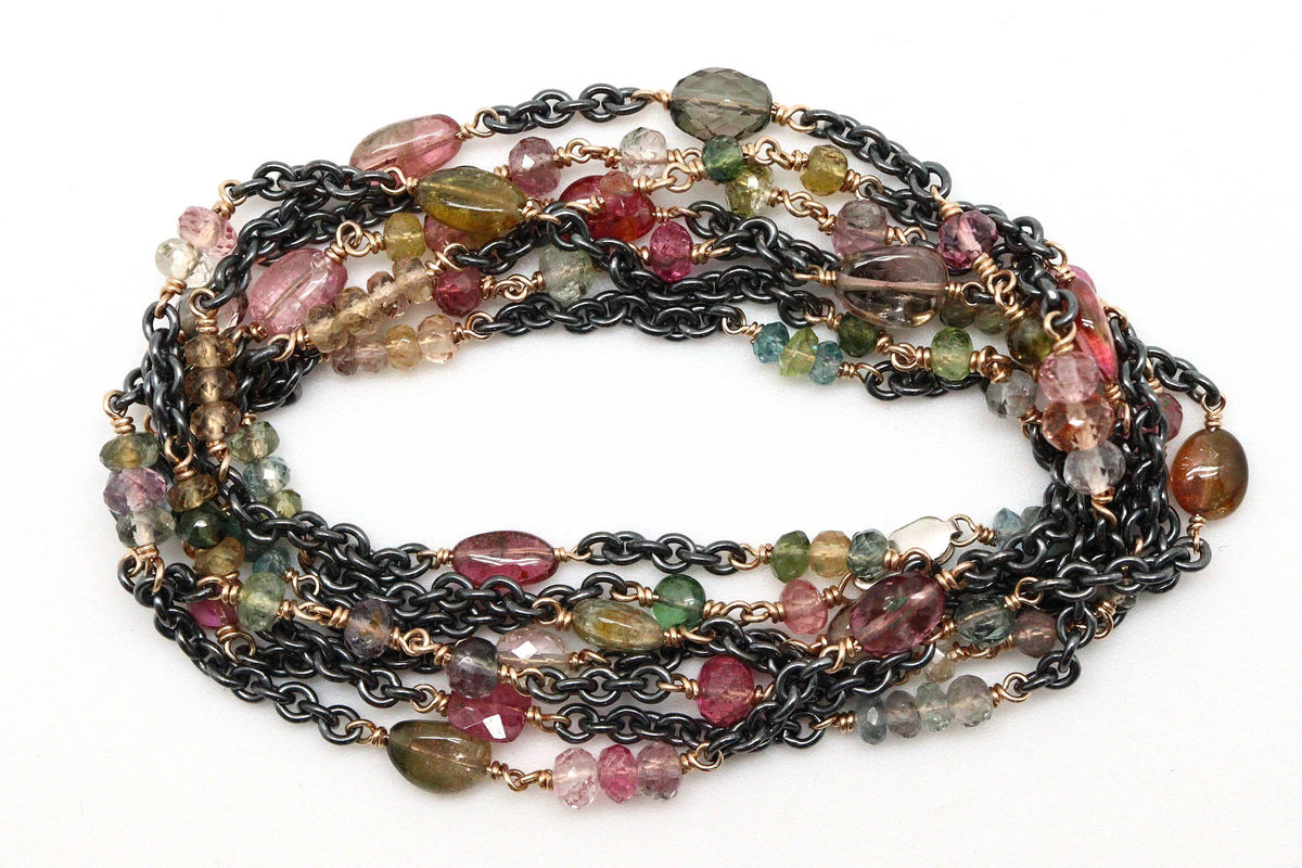 Bracelet - Sterling silver, gold fill, Tourmaline