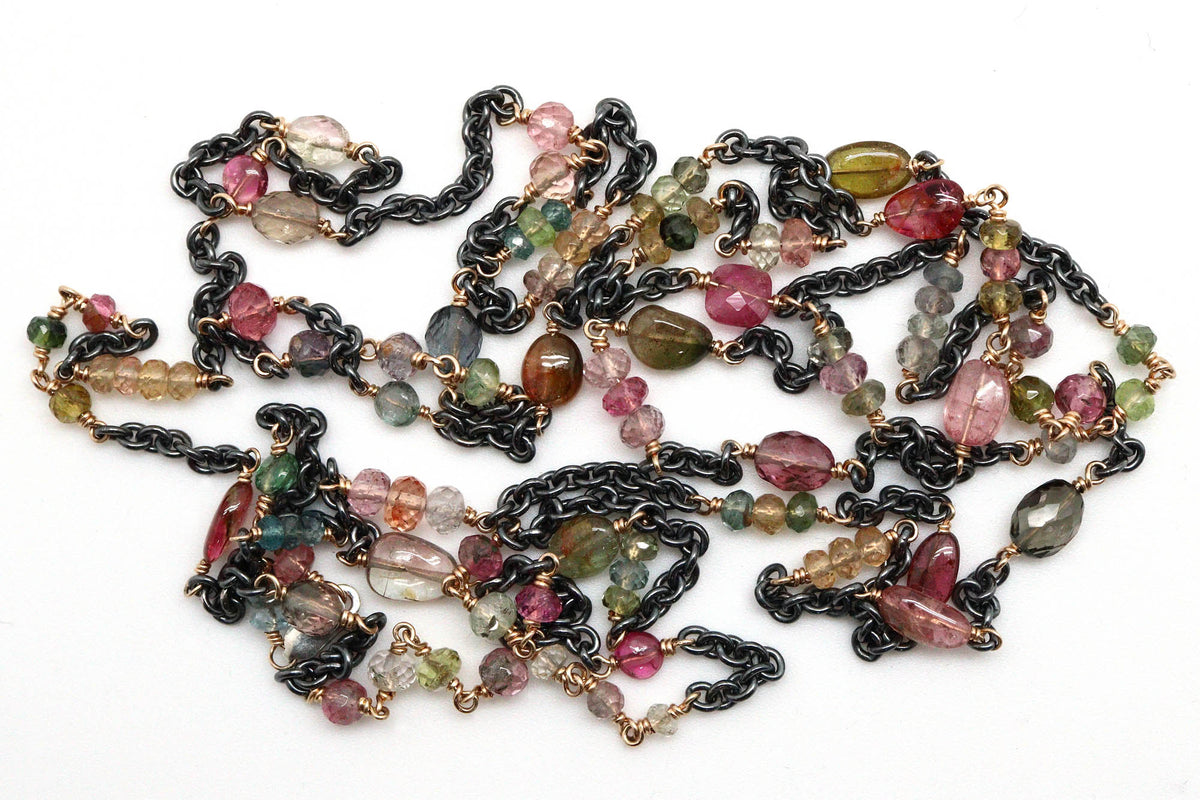 Bracelet - Sterling silver, gold fill, Tourmaline