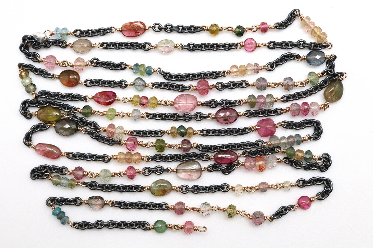 Bracelet - Sterling silver, gold fill, Tourmaline