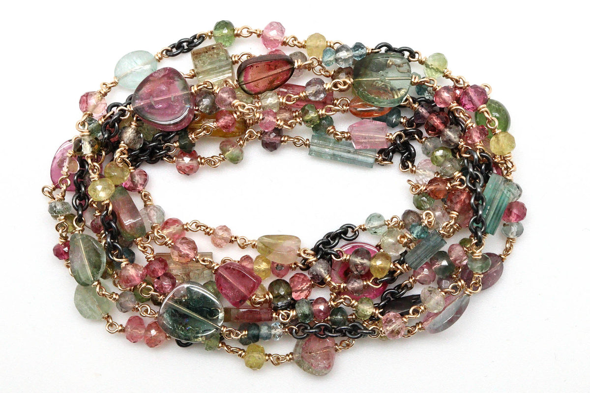 Bracelet - Sterling silver, gold fill, Tourmaline
