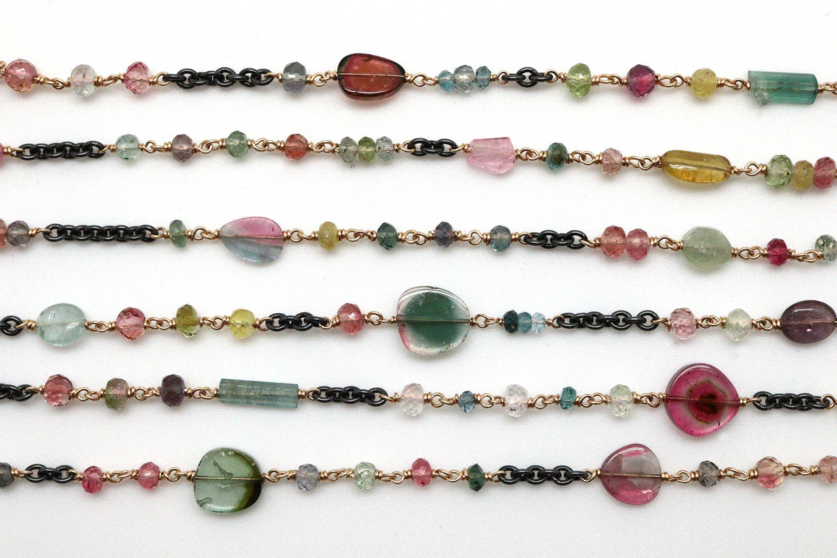 Bracelet - Sterling silver, gold fill, Tourmaline
