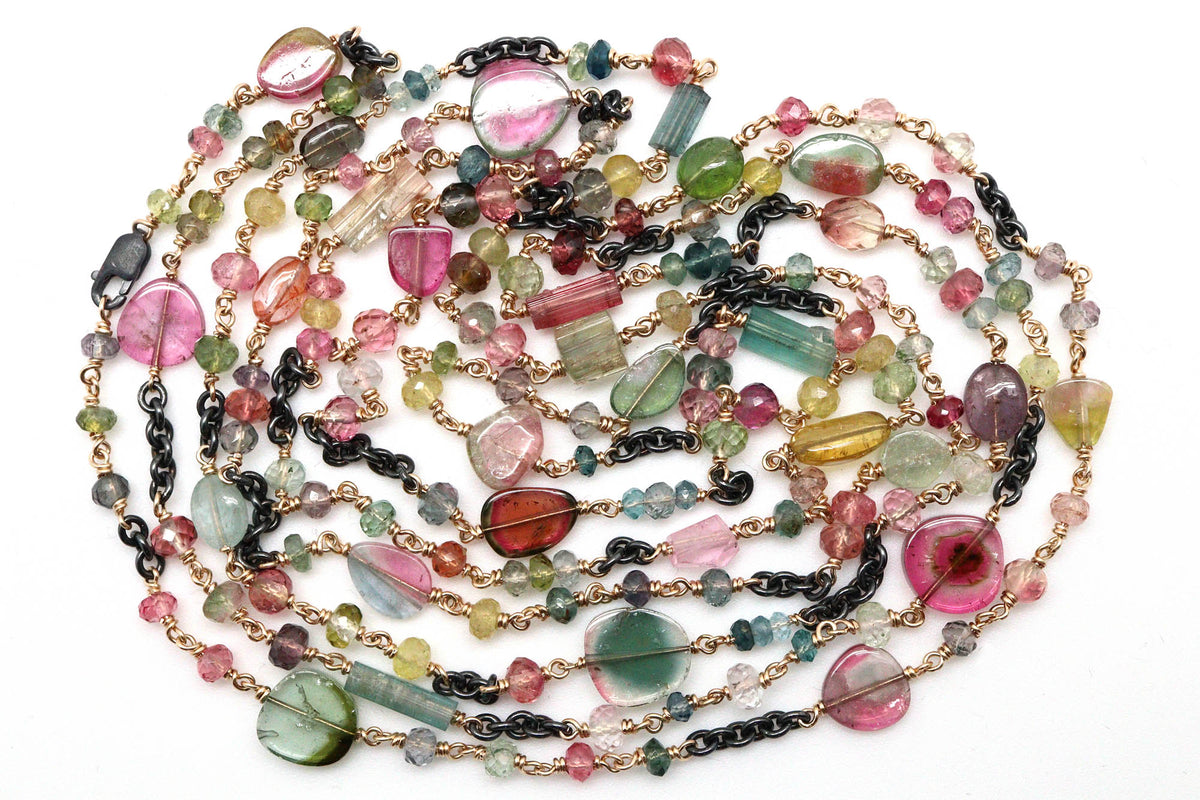 Bracelet - Sterling silver, gold fill, Tourmaline