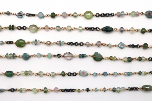 Bracelet - Sterling silver, gold fill, Green Tourmaline