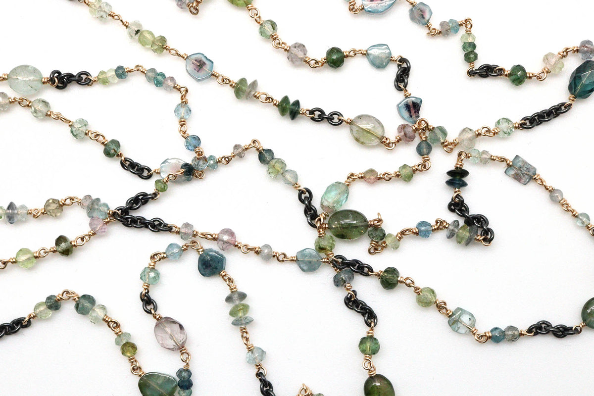 Bracelet - Sterling silver, gold fill, Green Tourmaline