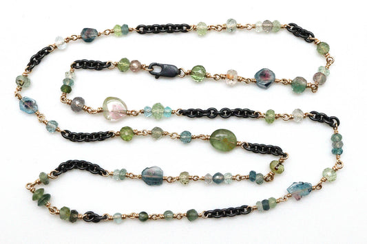 Bracelet - Sterling silver, gold fill, Green Tourmaline