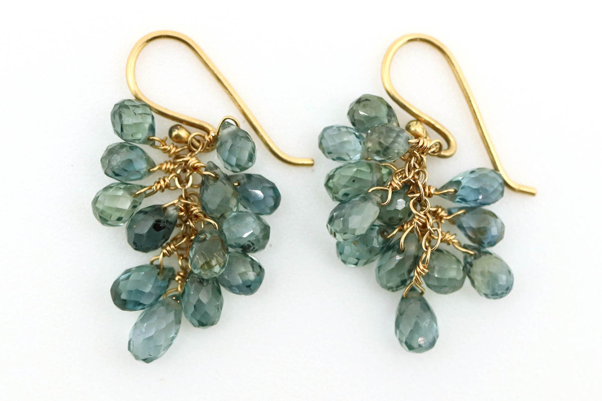 Earrings - Green and Blue Sapphires