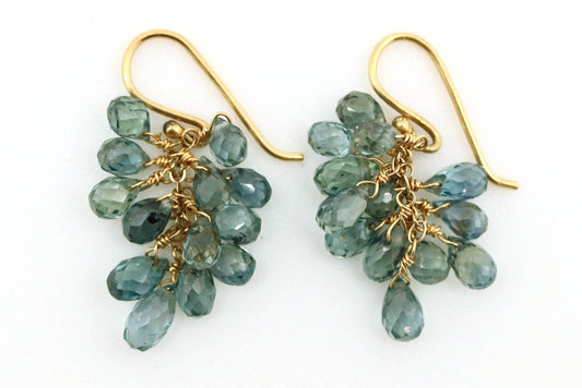 Earrings - Green and Blue Sapphires
