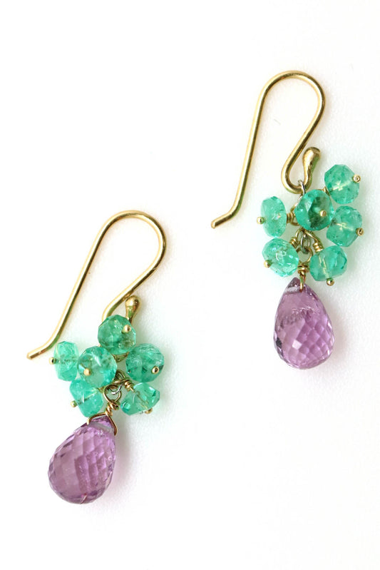 Earrings - Purple Sapphire, Emerald