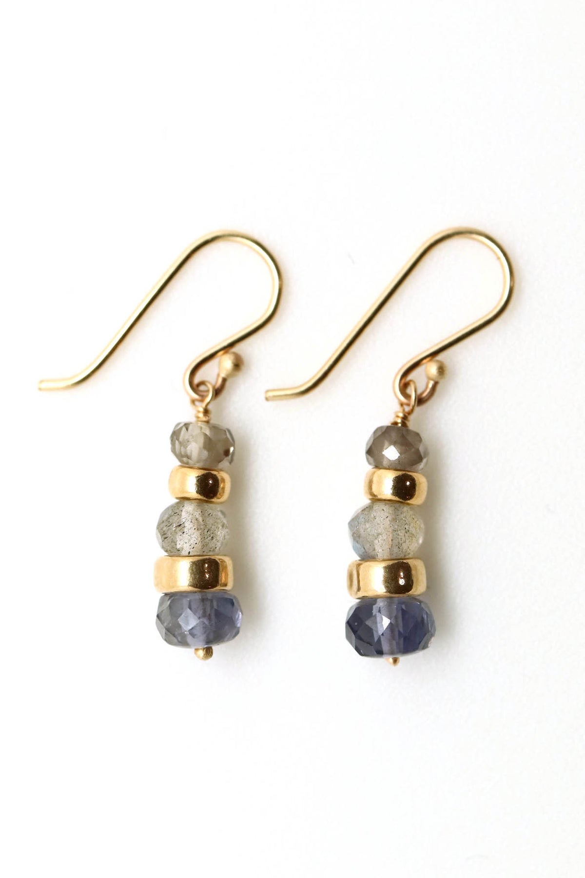 Earrings - Iolite, Labradorite, Fancy Brown Garnet