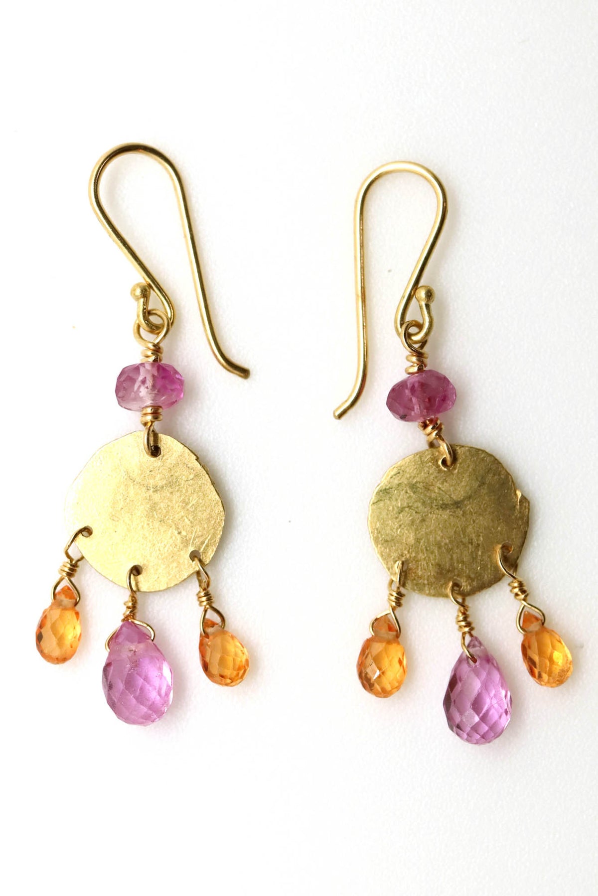 Earrings - Pink and Orange Sapphire