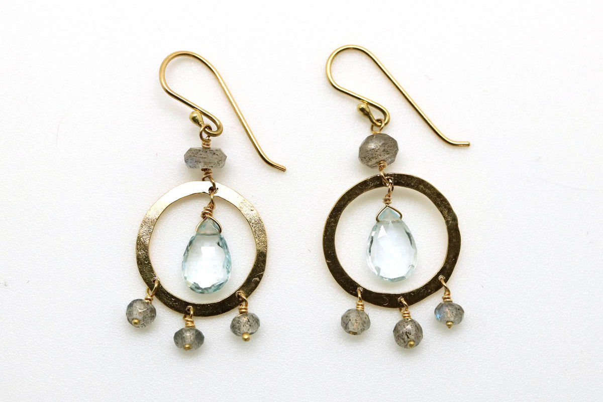 Earrings - Aquamarine, Labradorite