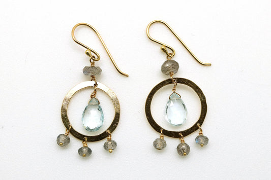 Earrings - Aquamarine, Labradorite