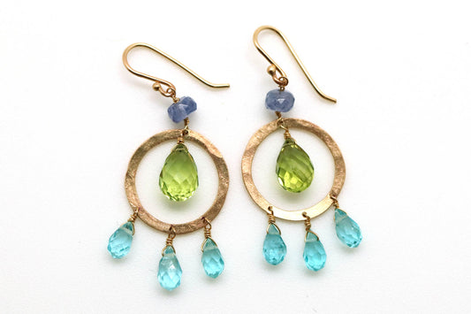 Earrings - Peridot, Tanzanite, Apatite