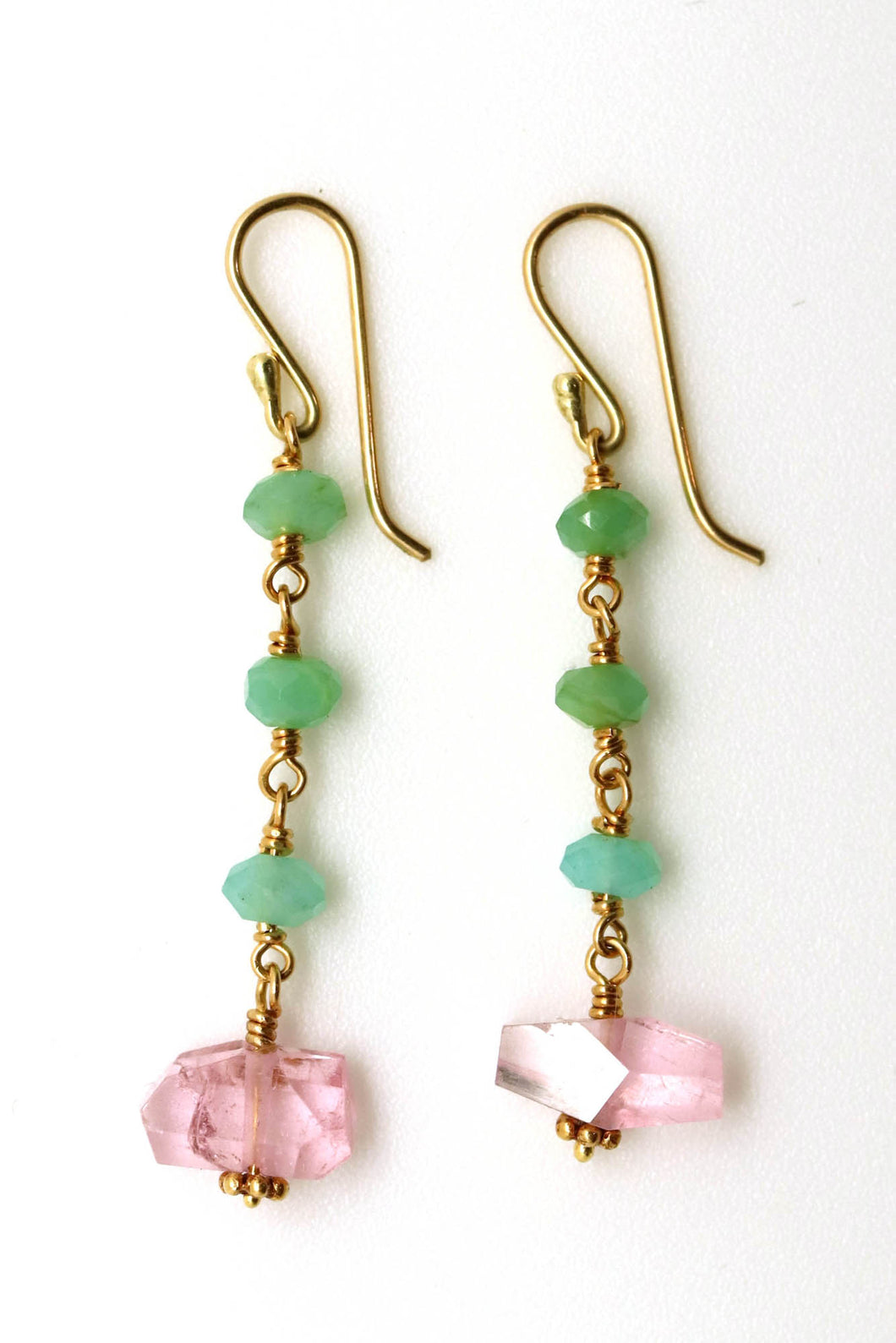 Earrings -  Peruvian Opal, Pink Sapphire