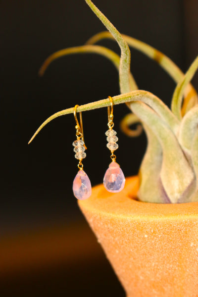 Earrings - Scorolite, Aquamarine