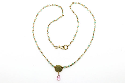 Necklace - Pink Sapphire, Aquamarine