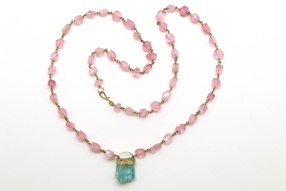 Necklace - Pink and Green Tourmaline 18k gold