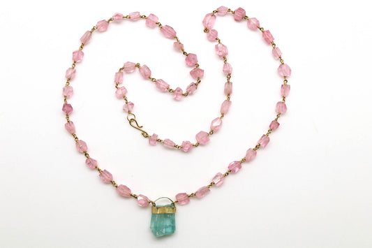 Necklace - Pink and Green Tourmaline 18k gold